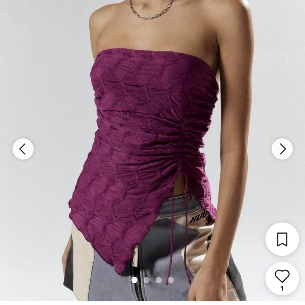 NWT silence + noise at urban outfitters plum strapless ruched point-hem camisole